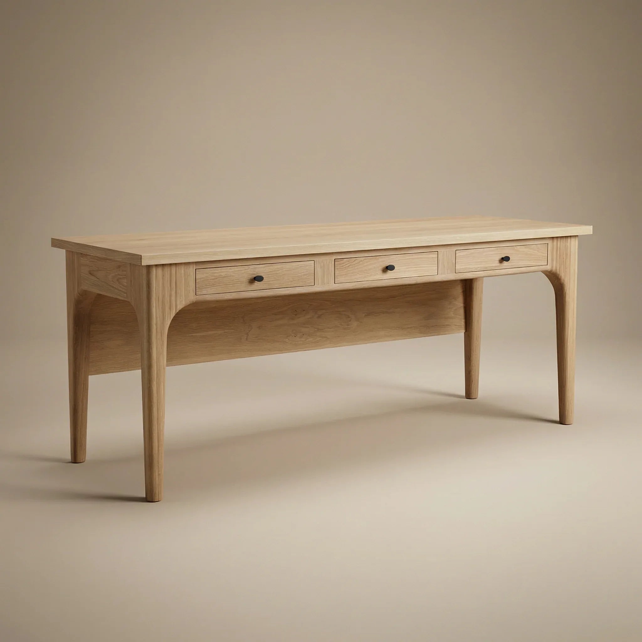 The Amelia White oak desk 3 drawers custom carved legs