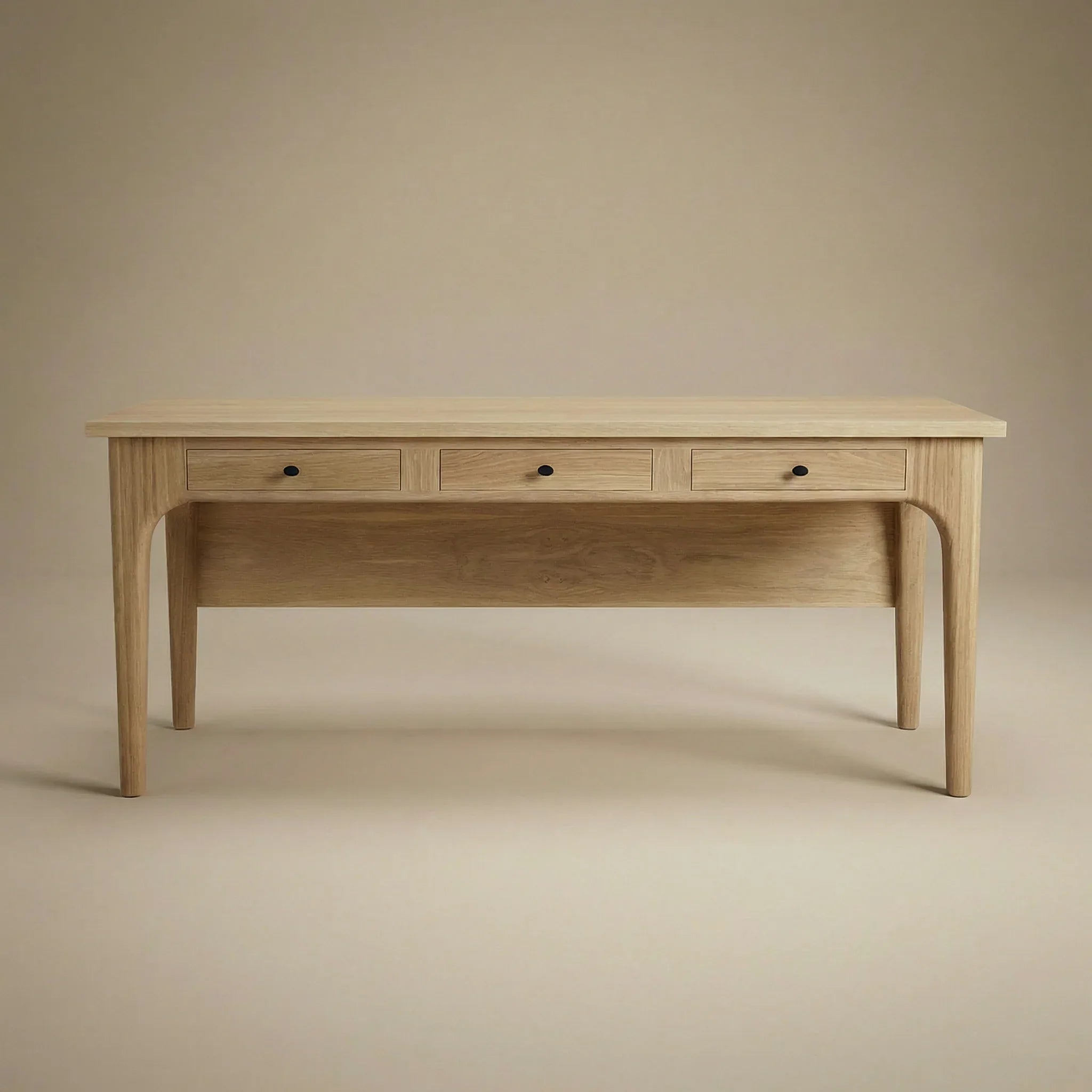 The Amelia White oak desk 3 drawers custom carved legs