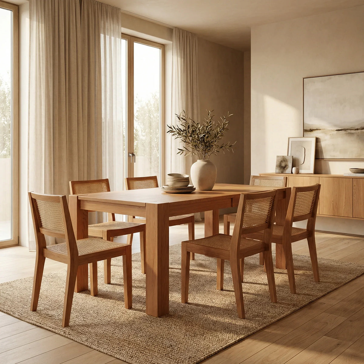 Bristlecone dining table with chairs in a dining room