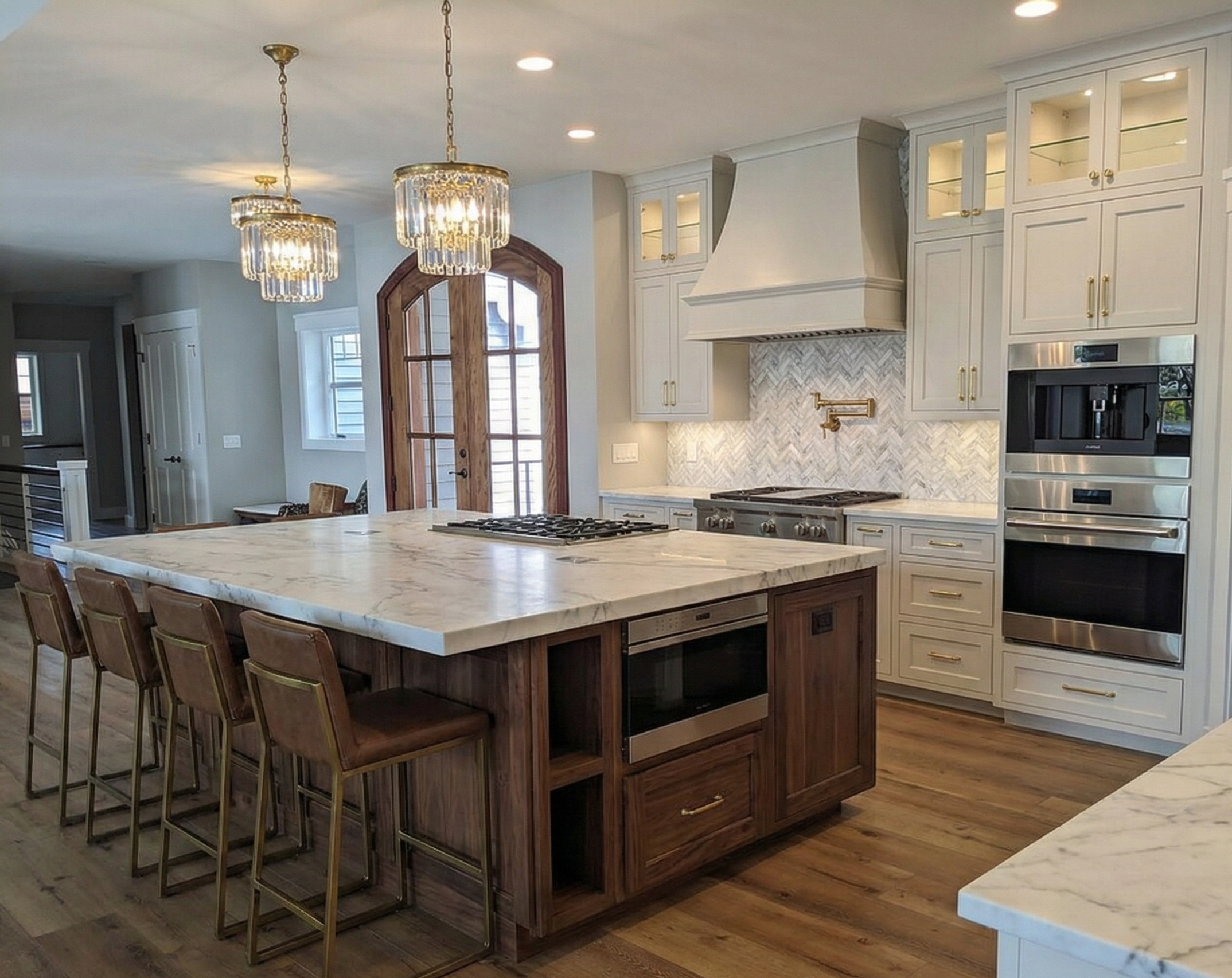 Custom Cabinetry Kitchen, walnut island and custom maple cabinets