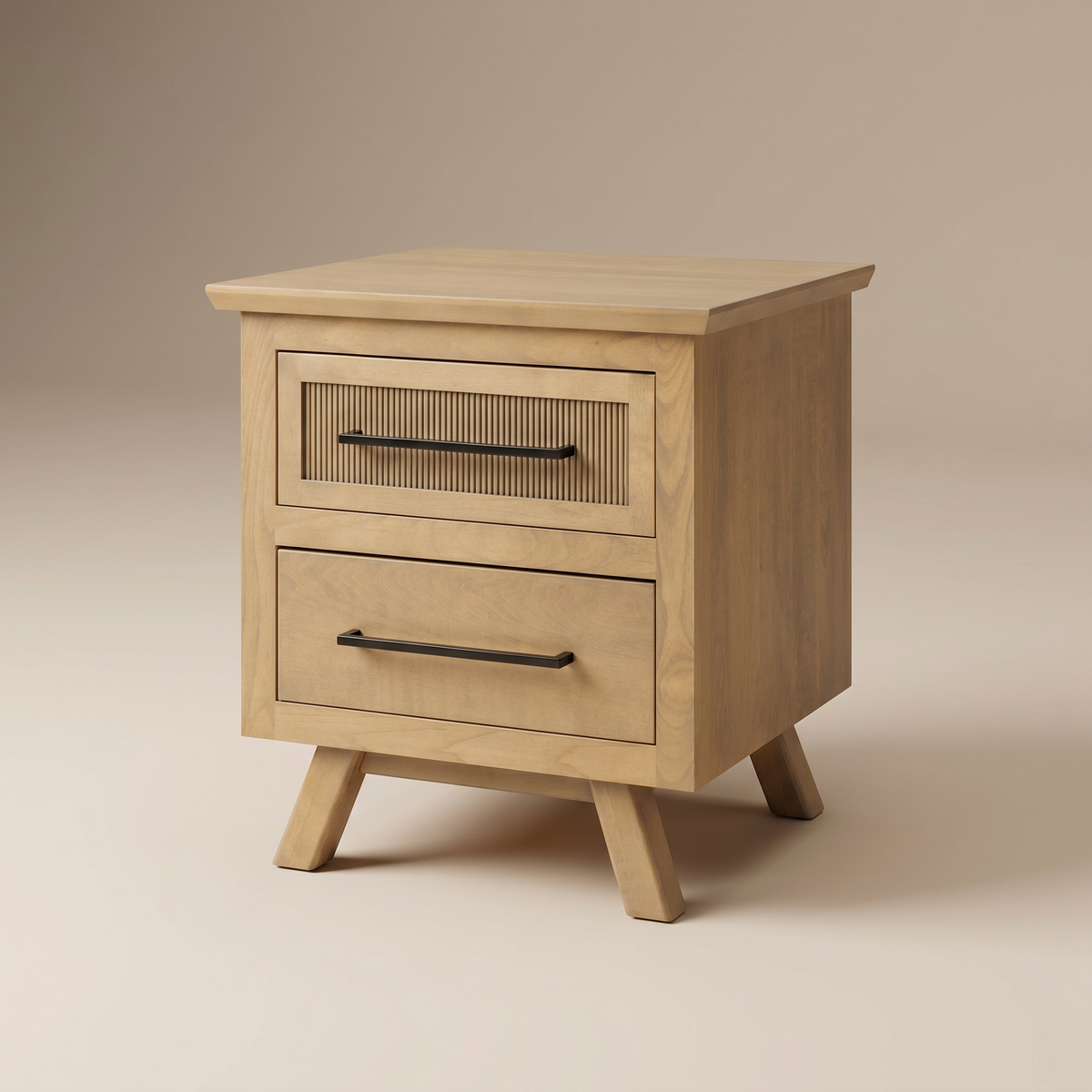 Lassen two-drawer nightstand with tapered legs