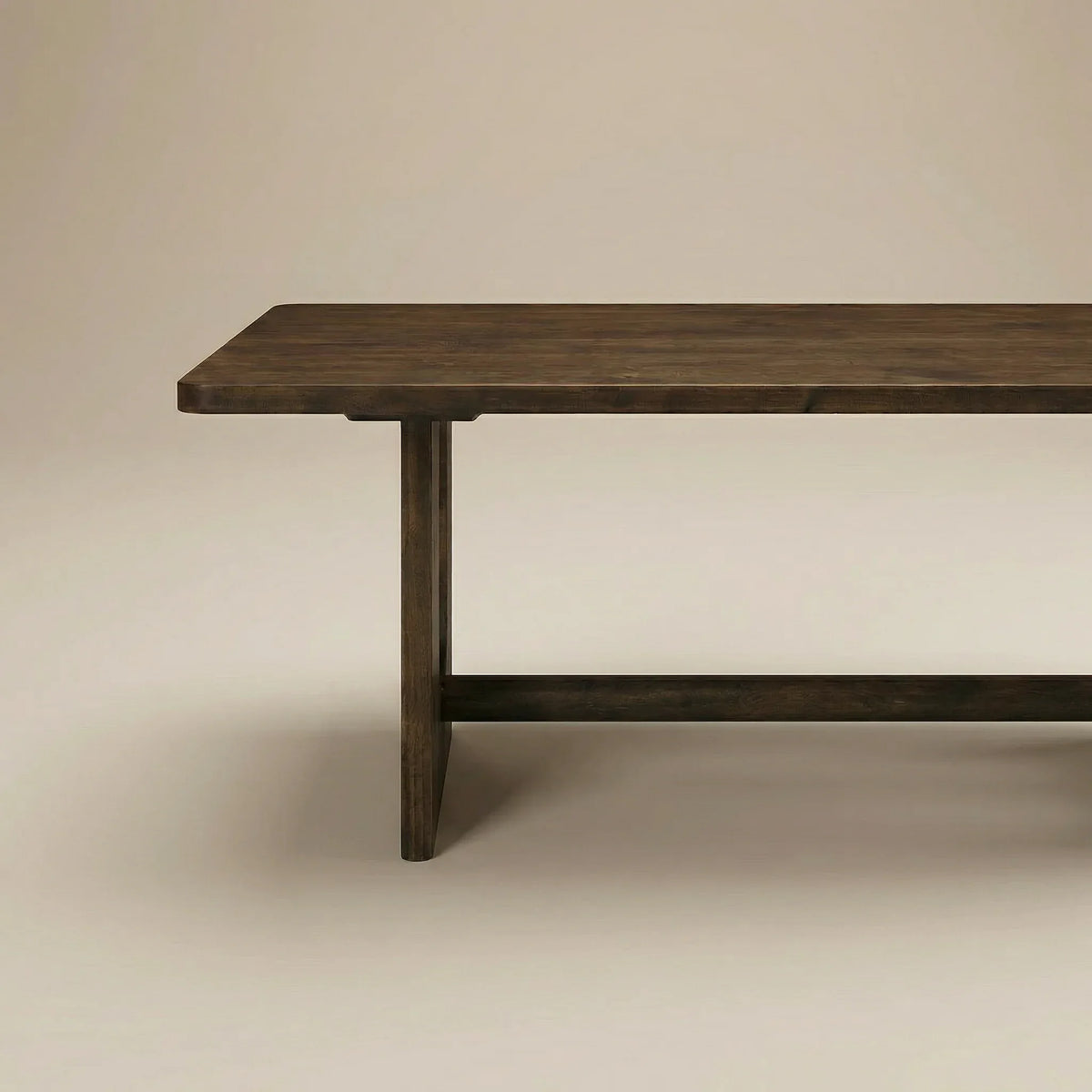 Marlowe trestle dining table, angled view