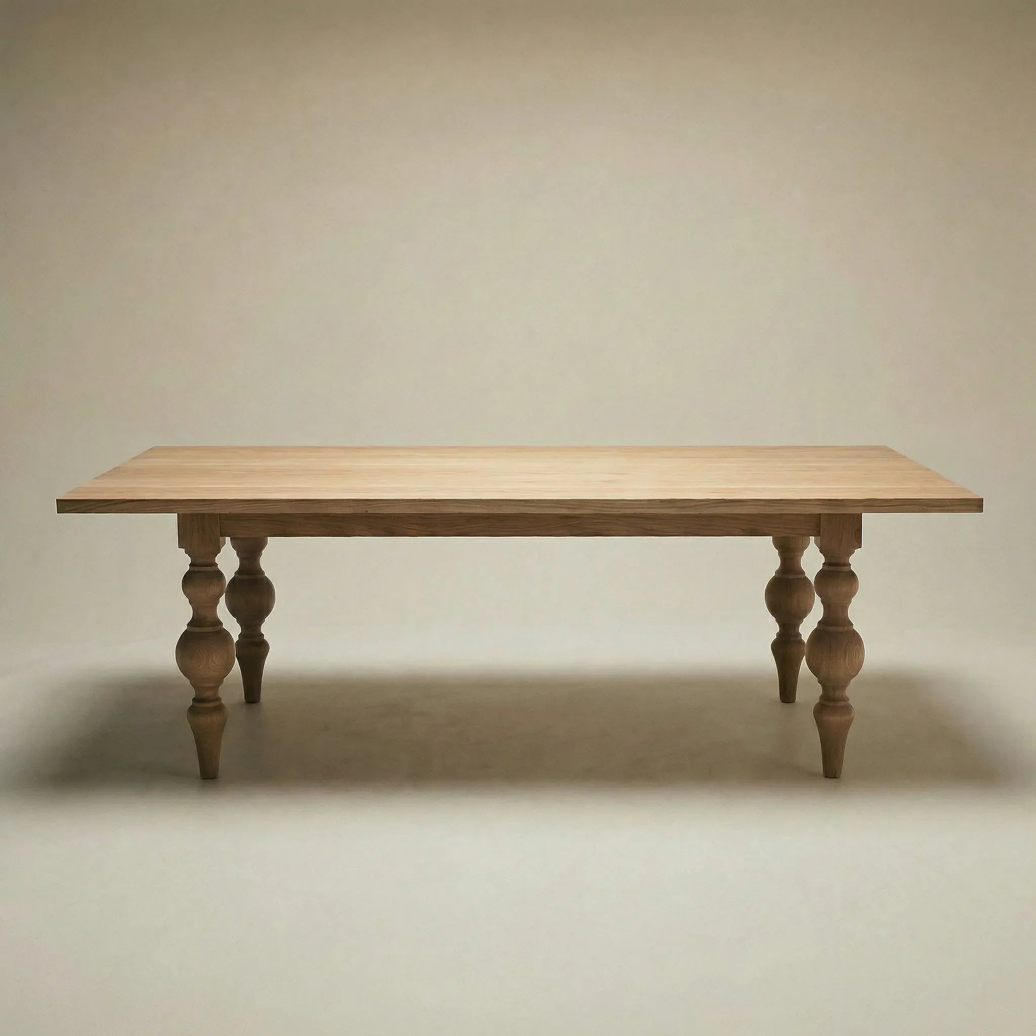 Custom White Oak table with custom turned legs - TRM WoodCraft