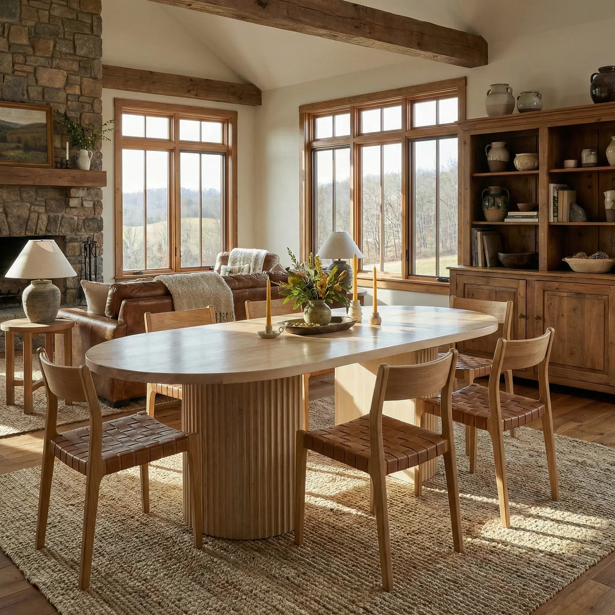 Rockwell oval double pedestal dining table in a dining room