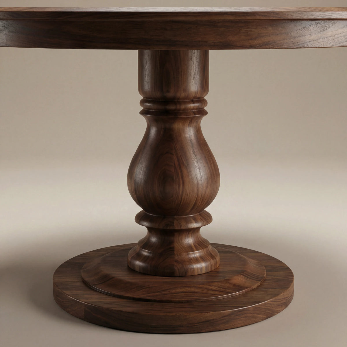 Summit round dining table, side view