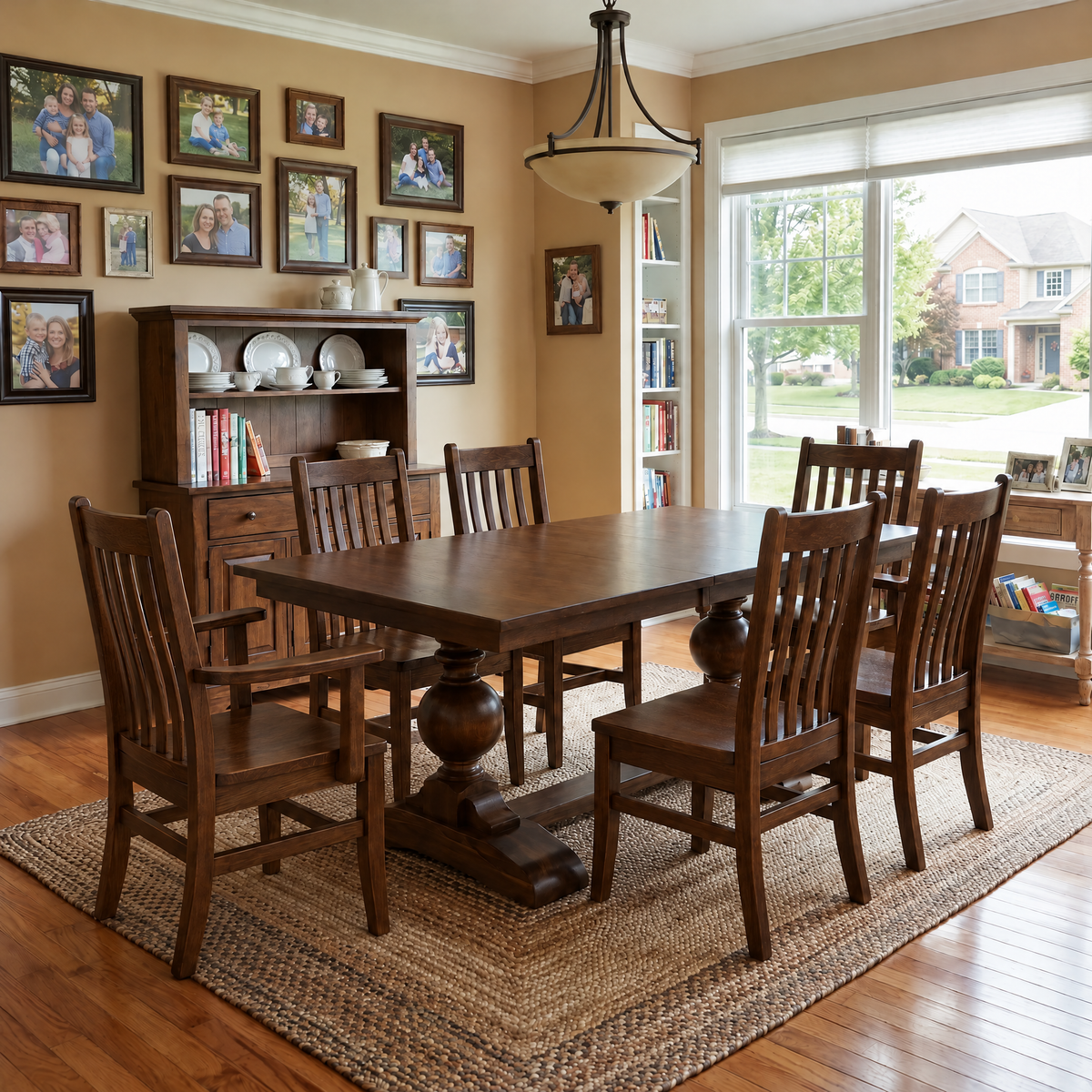 Fletcher trestle dining table with chairs in a family dining room