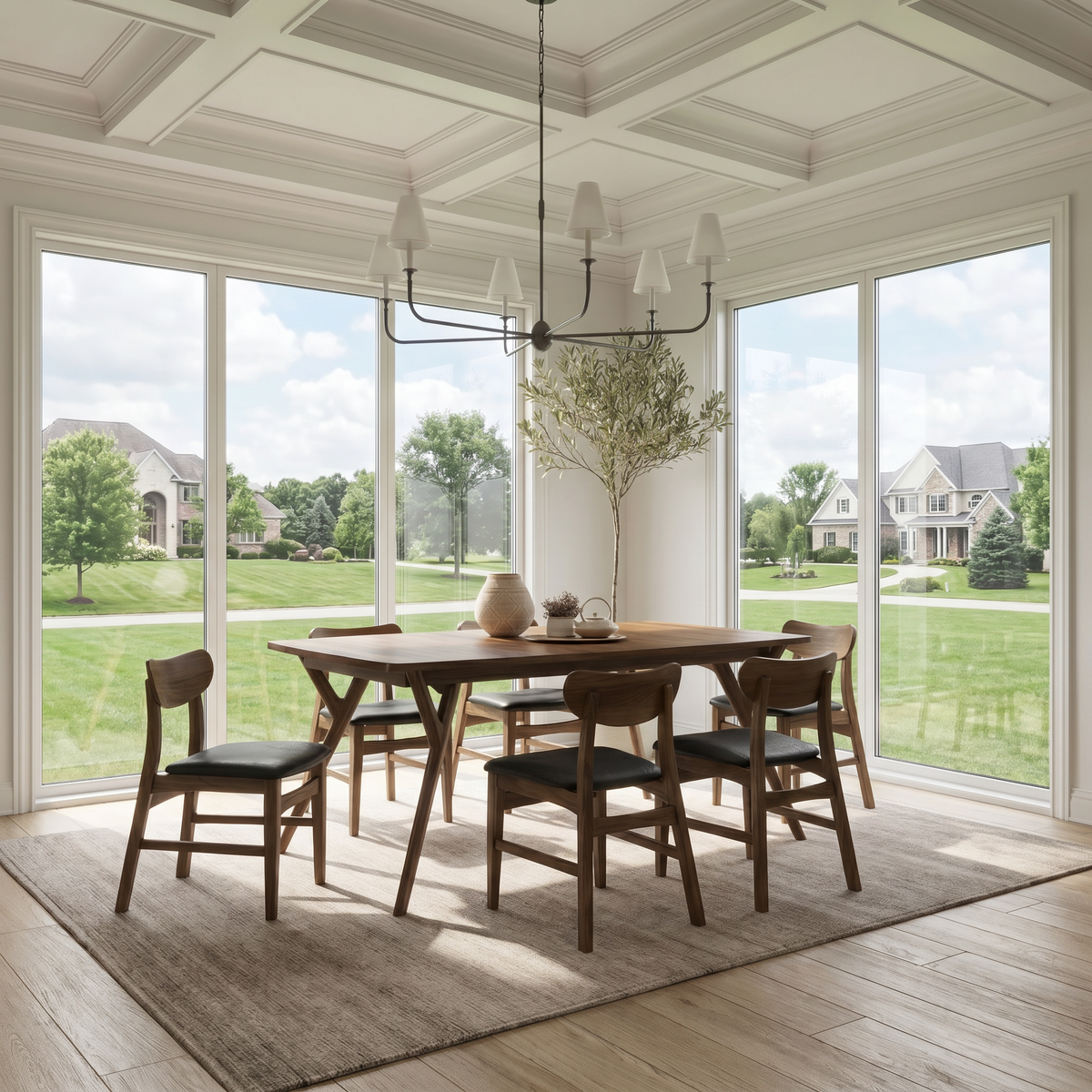 Wesley dining chairs around a dining table, second view