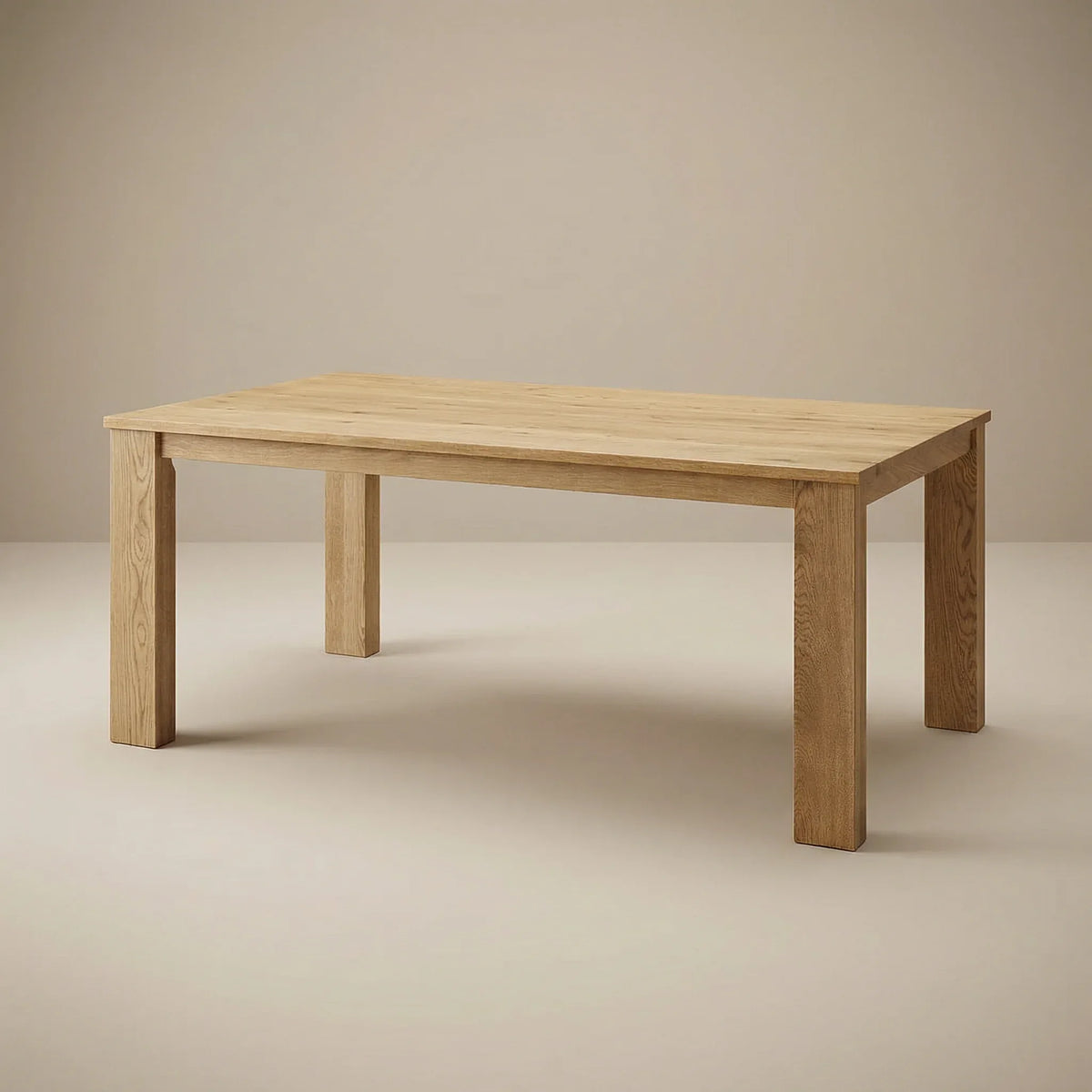 Wilder oak dining table in a dining room