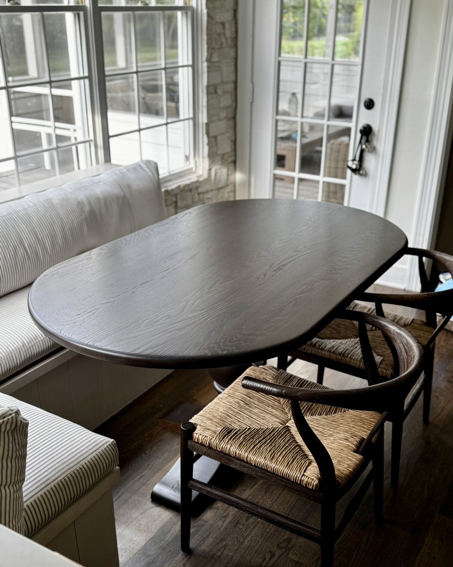 Custom stained white oak dining table