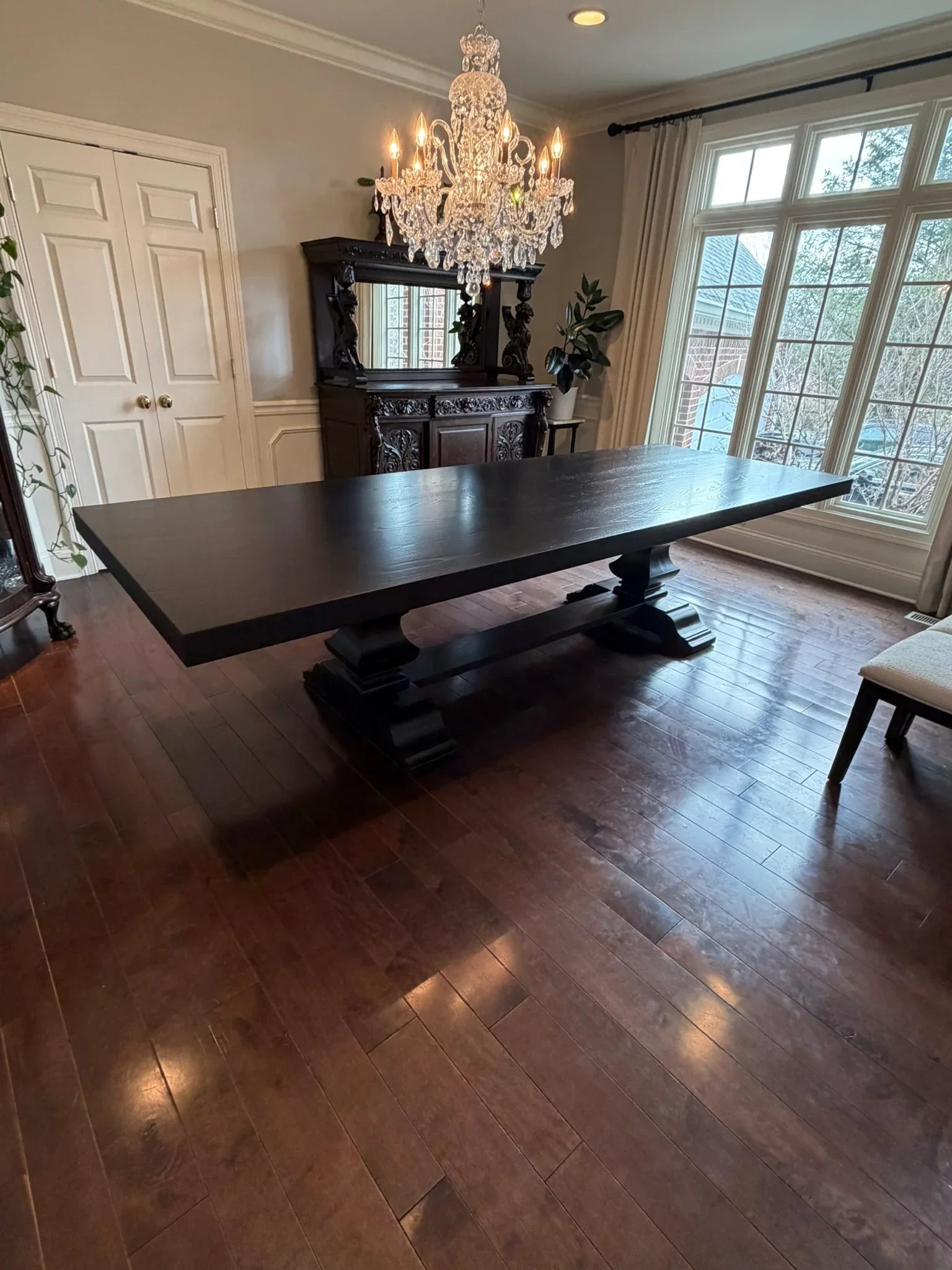 custom oak double pedestal table custom stained