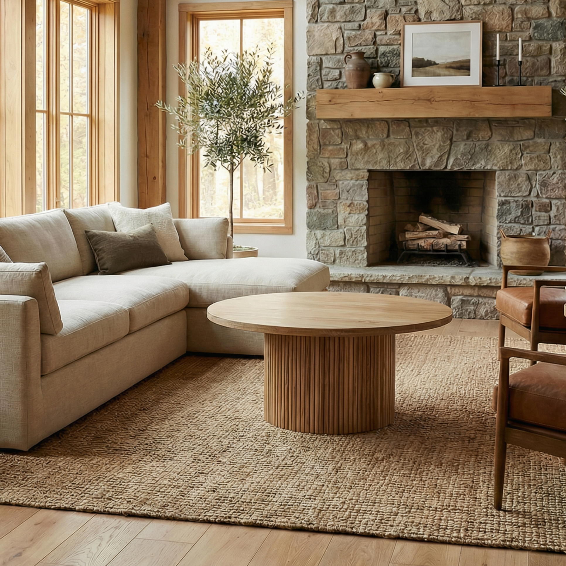 white oak fluted coffee table berkeley