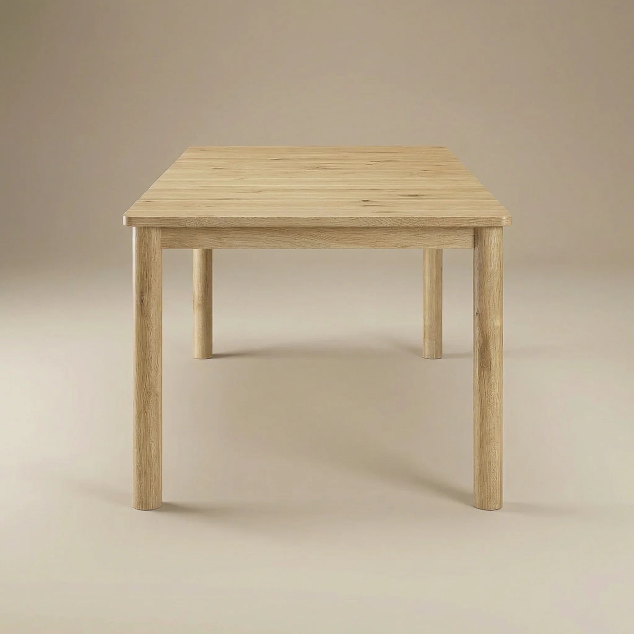 Wooden table on a beige background