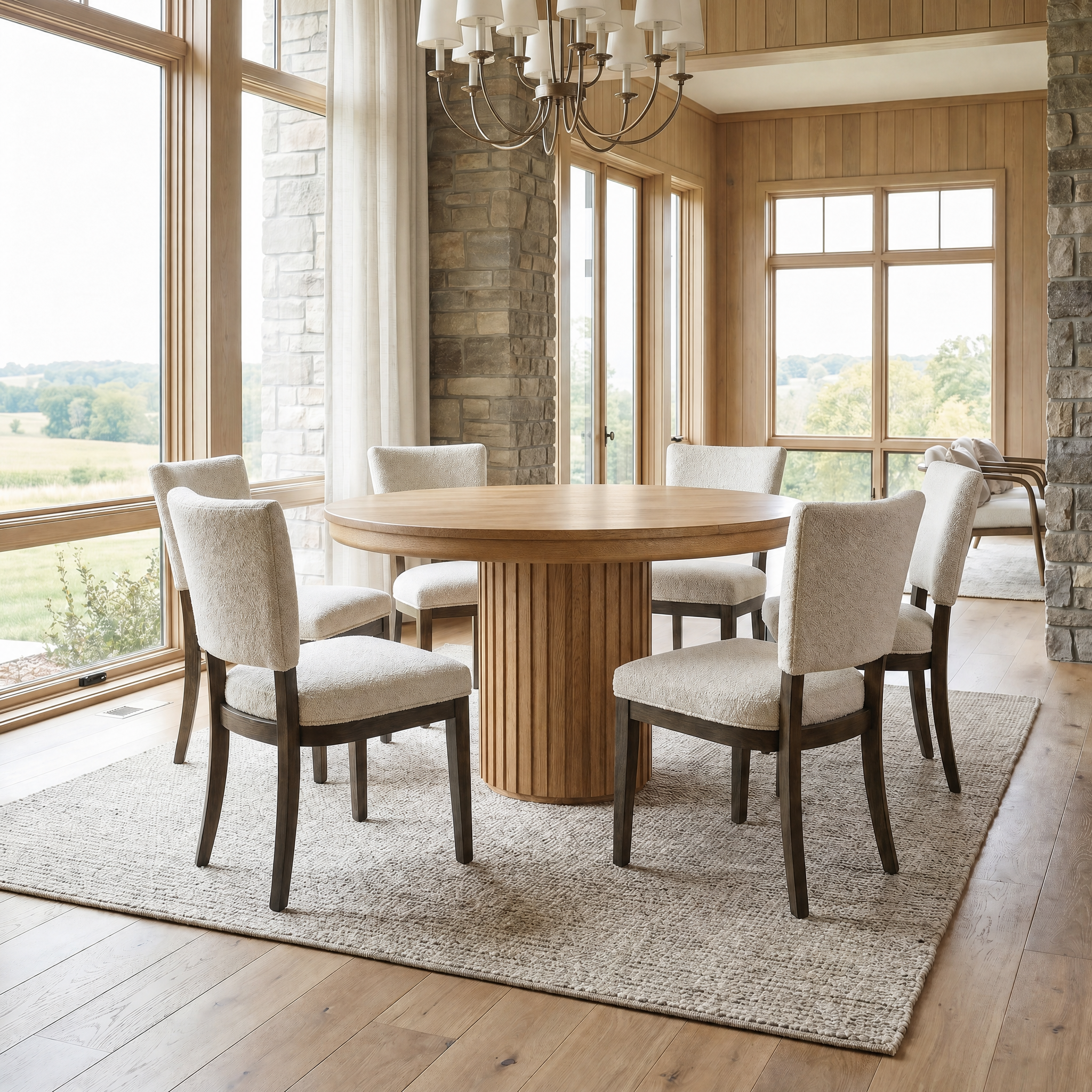 casey round in white oak pedestal reeded base
