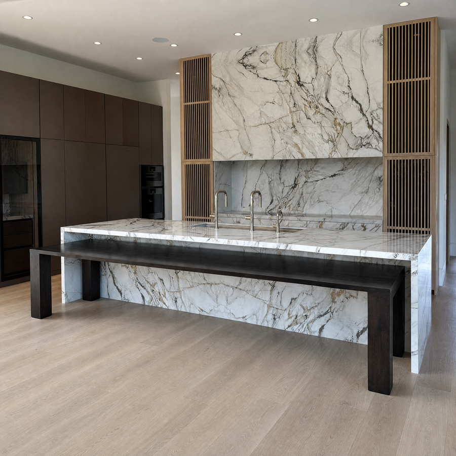 Rift-cut white oak dining table by TRM Woodcraft