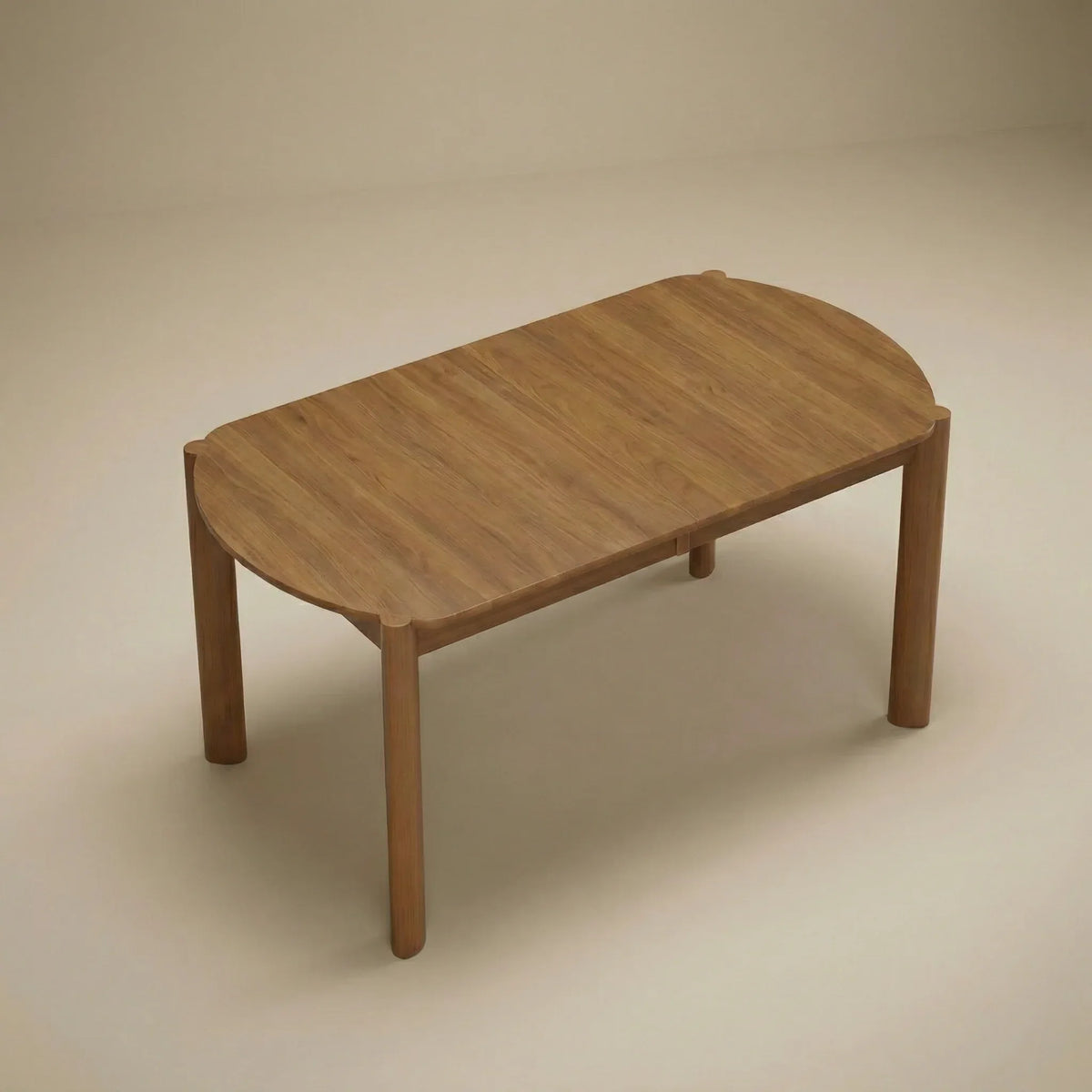 Hemlock dining table, angled top view