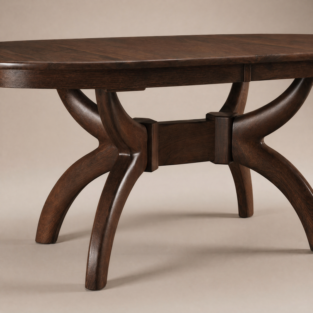 Kodiak dining table curved pedestal base detail
