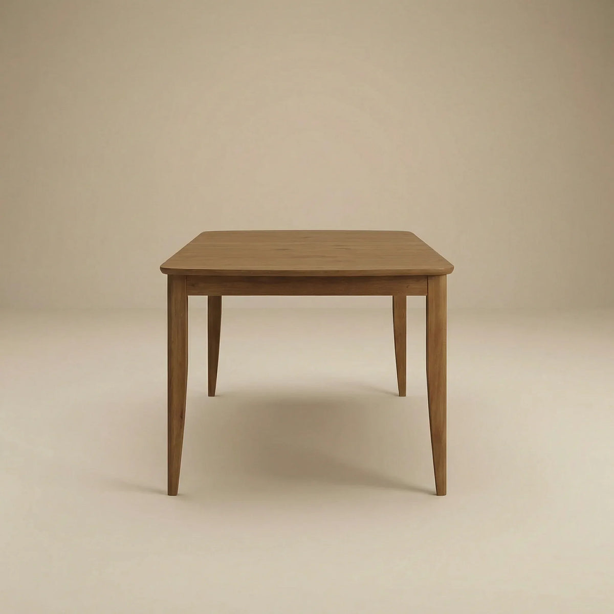 Langston tapered-leg dining table, end view