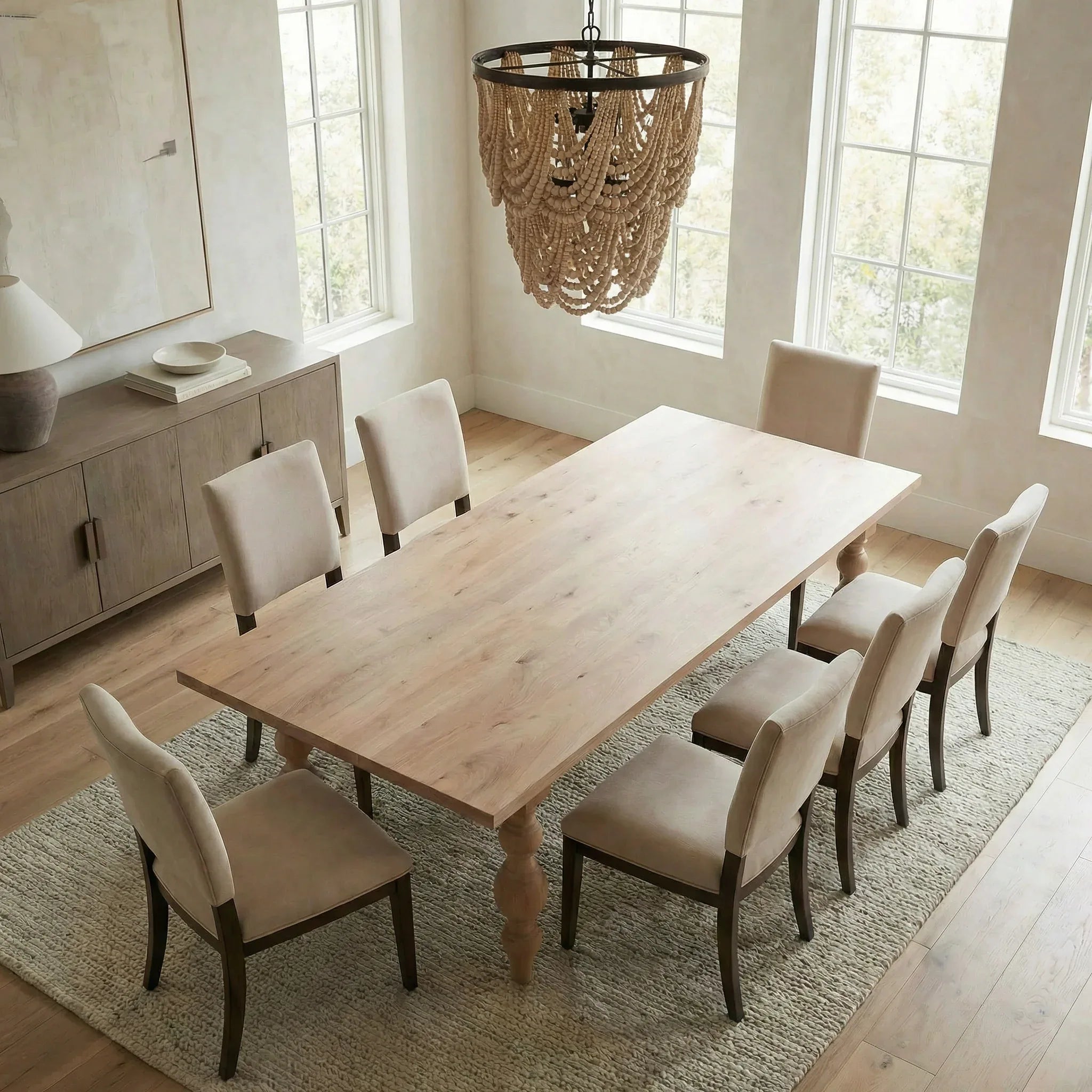 Custom White Oak table with custom turned legs - TRM WoodCraft