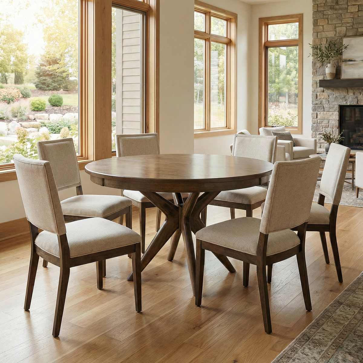 Sagebrush round dining table in solid hardwood