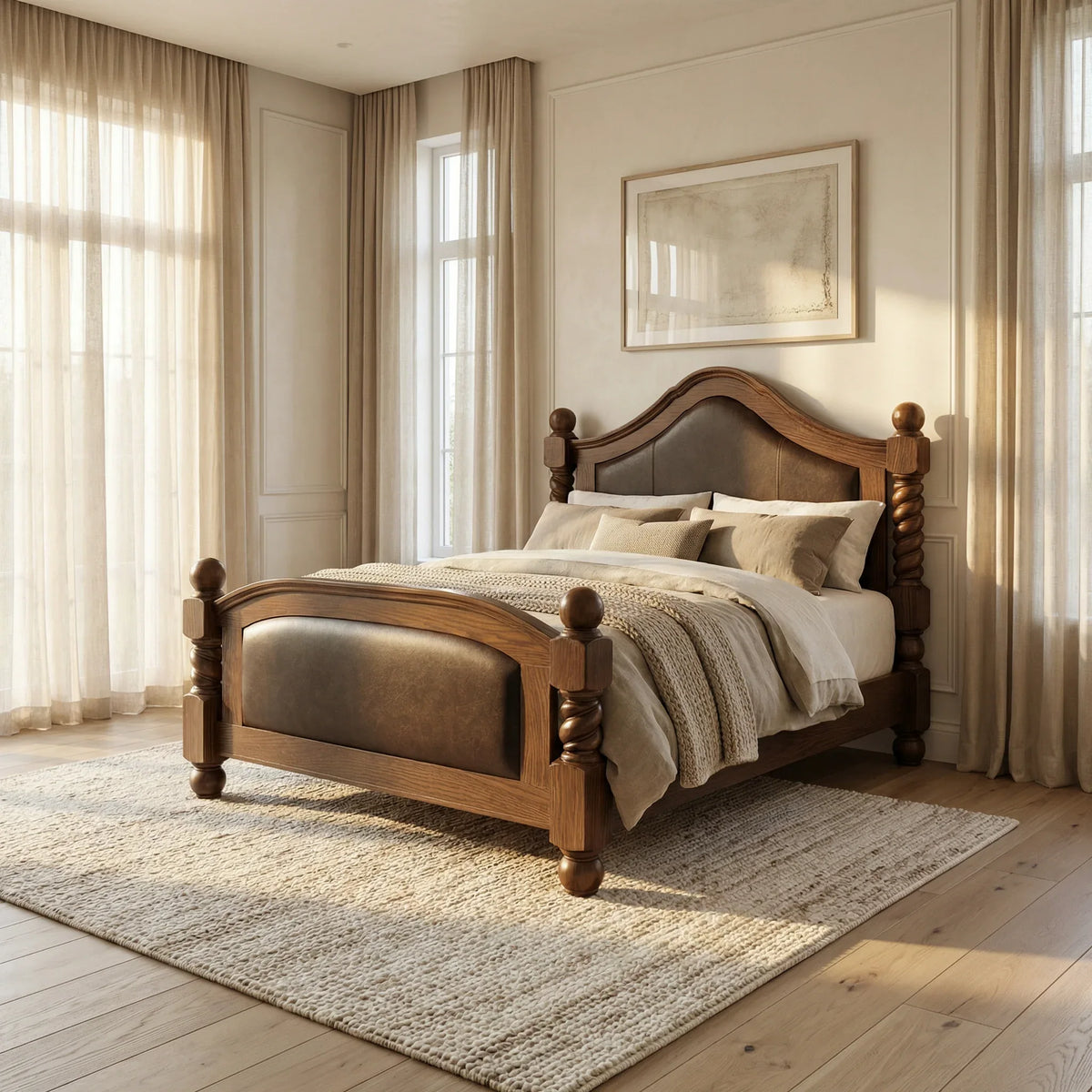 Telluride bed with arched headboard in a bedroom