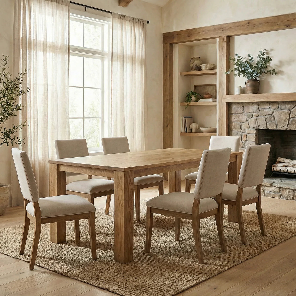 Wilder dining table with chunky post legs